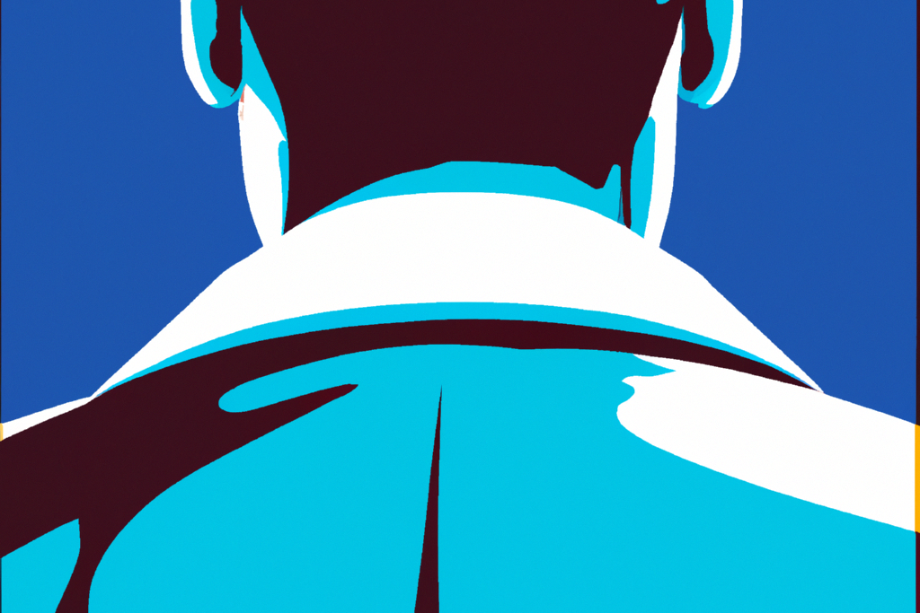 DALLE 2023 06 15 10 10 55 light blue back of a man 1960 poster popart style